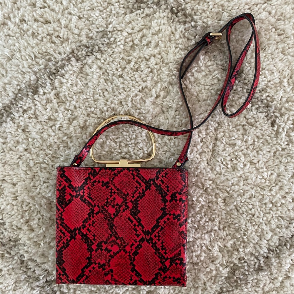 ZARA : Red Snakeskin Crossbody Clutch